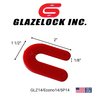 Glazelock 1/8" 2"L x 1 1/2"W 1/2" Slot, U-shaped Horseshoe Plastic Flat Shims Red 1000pc/box GLZ14